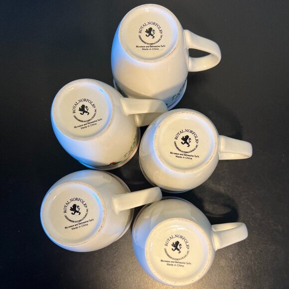 Set of 5 Vintage ROYAL NORFOLK Christmas Holly Leaves & Berries and Mistletoe - Picture 9 of 10